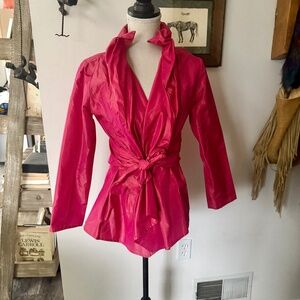 Pink ETRO Made in Italy 46 / 10 Asymmetrical Tie Blazer Top